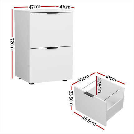 Artiss Filing Cabinet Files Storage Office Shelves File Organiser White 2 Drawer.