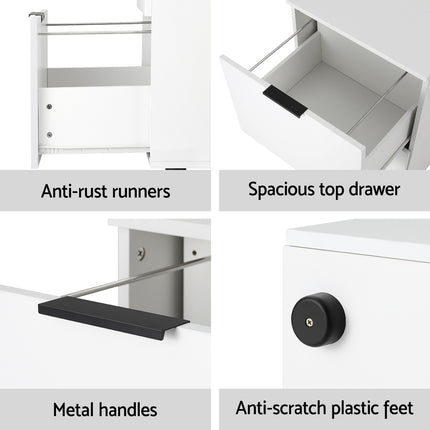 Artiss Filing Cabinet Files Storage Office Shelves File Organiser White 2 Drawer.