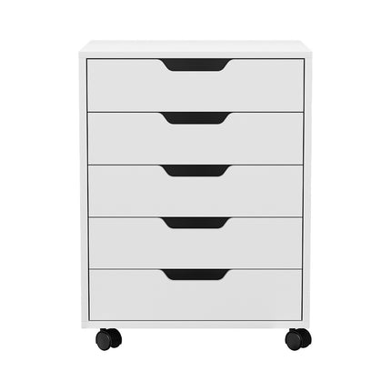 Artiss 5-Drawer Filing Cabinet Mobile Rolling Storage Cabinet Chest of Drawers Stand White.