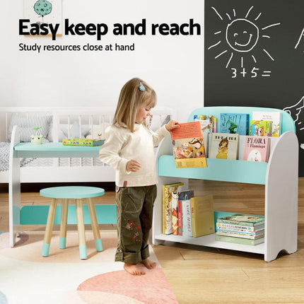 Keezi Kids Bookshelf 2 In 1 Table Chair Set Bookcase Toys Shelves Children Organiser.