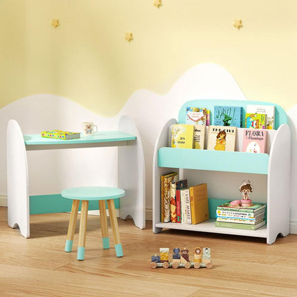 Keezi Kids Bookshelf 2 In 1 Table Chair Set Bookcase Toys Shelves Children Organiser.