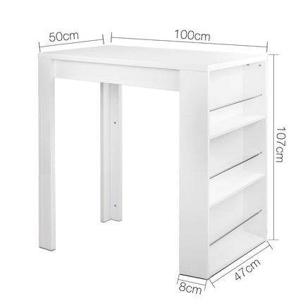 Artiss Bar Table 3-tier Storage Shelves White.