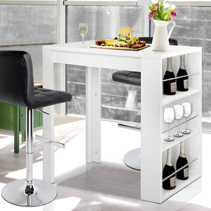 Artiss Bar Table 3-tier Storage Shelves White.