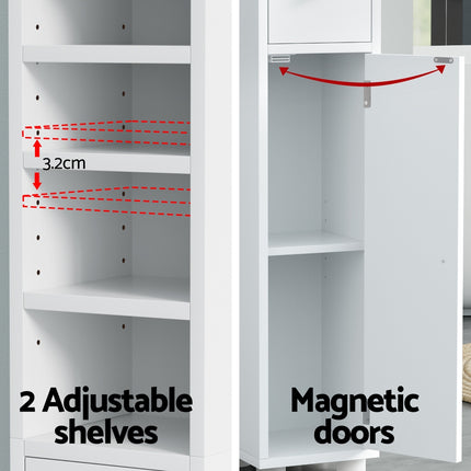 Artiss Bathroom Storage Cabinet 180cm Tall Slim Floor Cupboard Toilet Narrow Linen Tower.