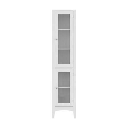 Artiss Bathroom Storage Cabinet 160cm Tall Slim Floor Cupboard Toilet Glass Door White.