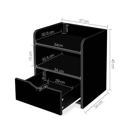Artiss Bedside Table 1 Drawer with Shelf - FARA Black.