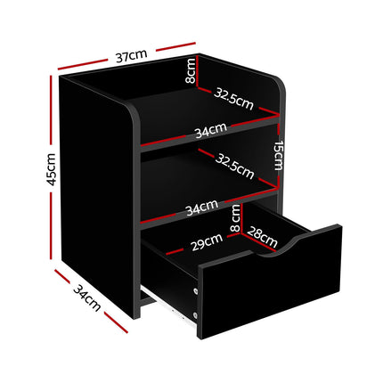 Artiss 2X Bedside Table 1 Drawer with Shelf - FARA Black.