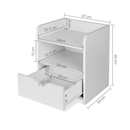 Artiss Bedside Table 1 Drawer with Shelf - FARA White.