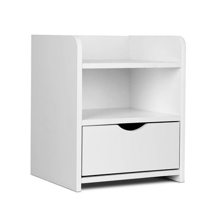 Artiss Bedside Table 1 Drawer with Shelf - FARA White.