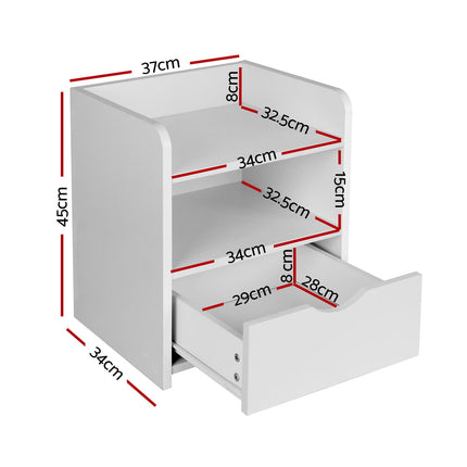 Artiss 2X Bedside Table 1 Drawer with Shelf - FARA White.