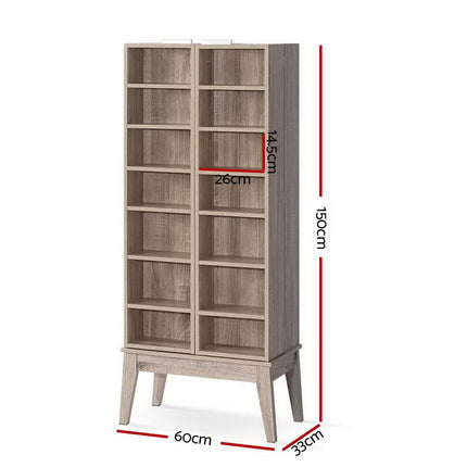 Artiss Bookshelf CD Storage Rack - BERG Oak.