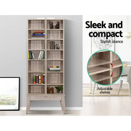 Artiss Bookshelf CD Storage Rack - BERG Oak.