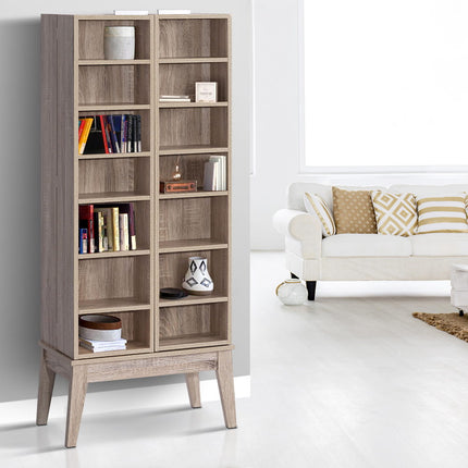 Artiss Bookshelf CD Storage Rack - BERG Oak.