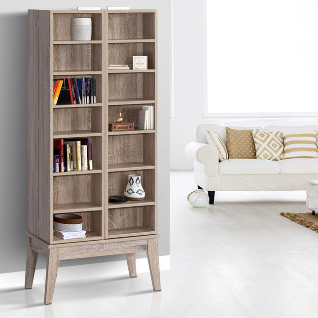 Artiss Bookshelf CD Storage Rack - BERG Oak.
