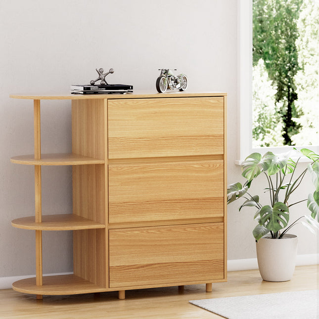 Artiss Chest of 3 Drawers Storage Cabinet 3 Shelves Pine.