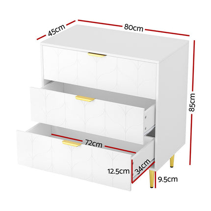 Artiss 3 Chest of Drawers Lowboy Cabinet White.