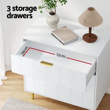 Artiss 3 Chest of Drawers Lowboy Cabinet White.