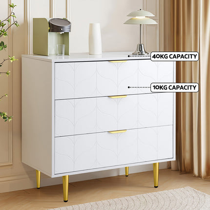Artiss 3 Chest of Drawers Lowboy Cabinet White.