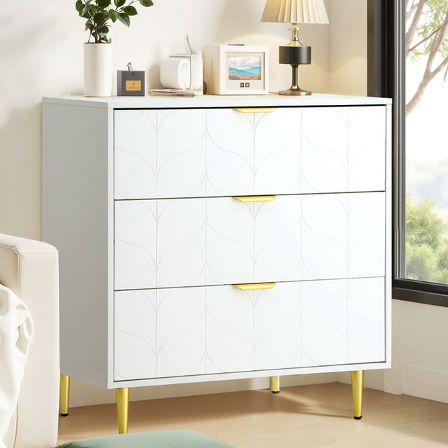 Artiss 3 Chest of Drawers Lowboy Cabinet White.