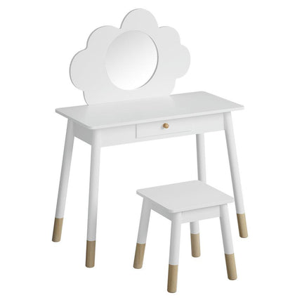 Keezi Kids Dressing Table Chair Set Vanity Makeup Wooden Leg Mirror Drawer.