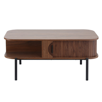 Artiss Coffee Table Living Room Center Table Shelf Cabinet Walnut.