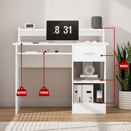 Artiss Computer Desk Shelf Drawer Cabinet White 100CM.