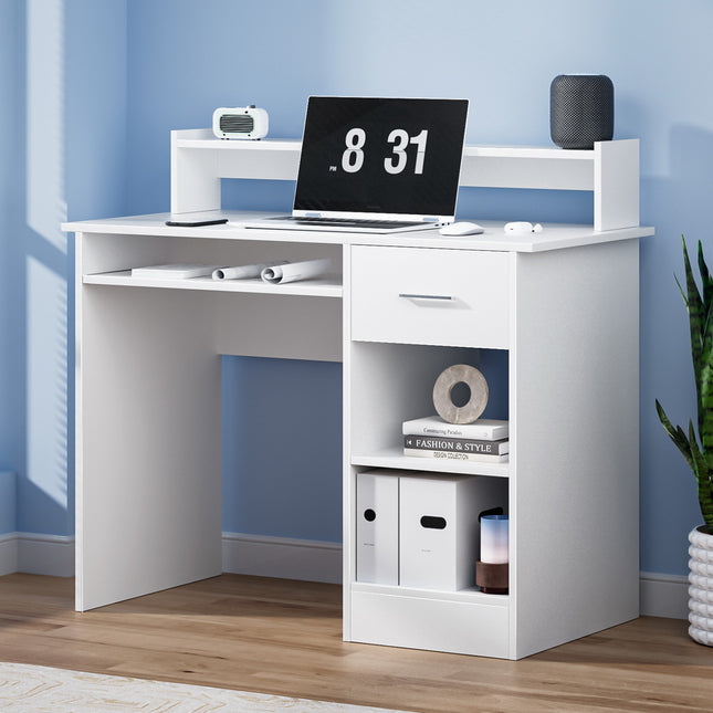 Artiss Computer Desk Shelf Drawer Cabinet White 100CM.