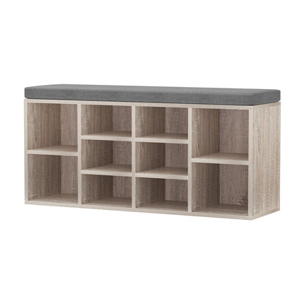 Artiss Shoe Rack Cabinet Shoe Bench Fabric Seat Pine BOA.