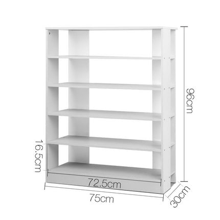 Artiss Shoe Rack Cabinet 30 Pairs 6-Tier Shelf White.