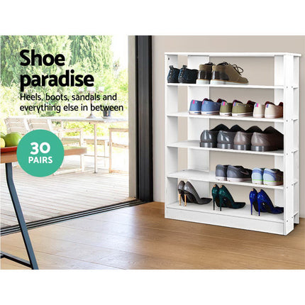 Artiss Shoe Rack Cabinet 30 Pairs 6-Tier Shelf White.