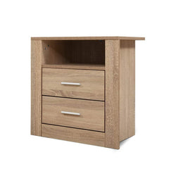 Artiss Bedside Table 2 Drawers with Shelf - TARA Oak.