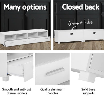 Artiss TV Cabinet Entertainment Unit 180cm White Eddie.