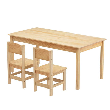 1 Keezi Kids Table and 2 Chairs Set Pinewood.