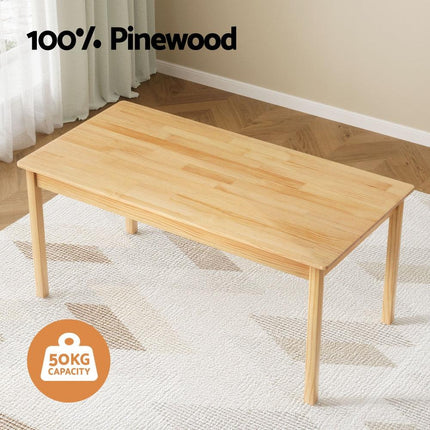 1 Keezi Kids Table and 2 Chairs Set Pinewood.