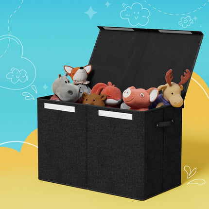 Keezi Large Toy Box Chest Storage with Flip-Top Lid Foldable Organizer Bins.