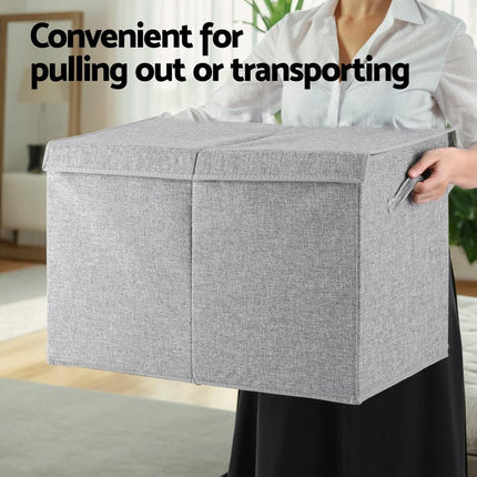 Keezi Large Toy Box Chest Storage with Flip-Top Lid Foldable Organizer Bins Grey.
