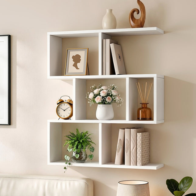 Artiss Floating Wall Shelf Bookshelf 3-Tier Display Storage Organiser White.