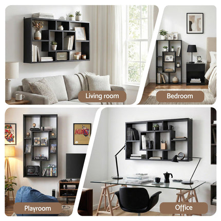 Artiss Floating Wall Shelves Bookshelf Black.
