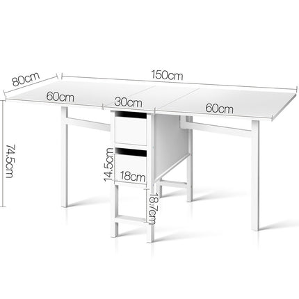 Artiss Dining Table Rectangular Extendable White.