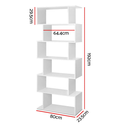 Artiss Bookshelf 6 Tiers - RIVA White.