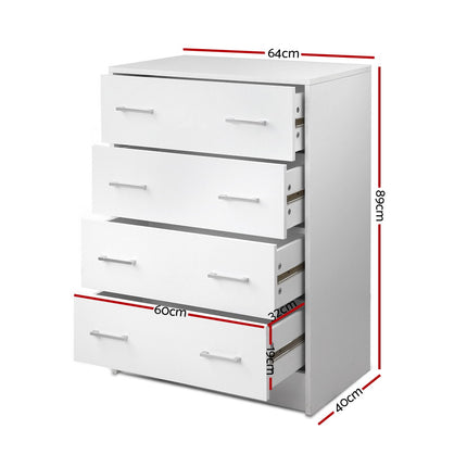 Artiss 4 Chest of Drawers - ANDES White.