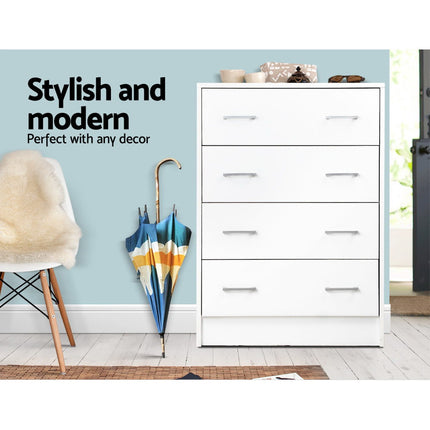Artiss 4 Chest of Drawers - ANDES White.