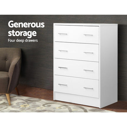 Artiss 4 Chest of Drawers - ANDES White.