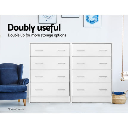 Artiss 4 Chest of Drawers - ANDES White.