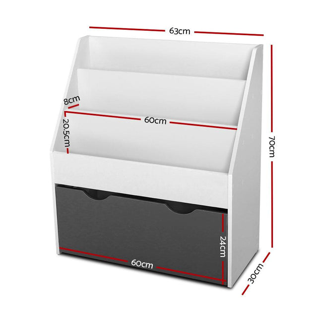Keezi 3 Tiers Kids Bookshelf Magazine Rack Children Bookcase Organiser Storage.