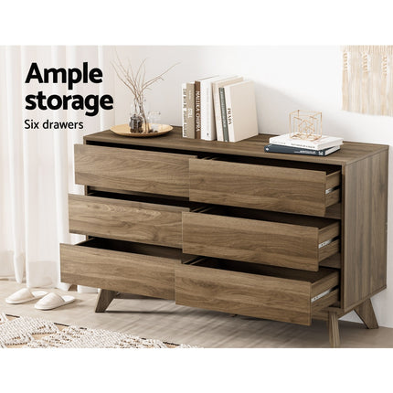 Artiss 6 Chest of Drawers - XAVI Walnut.