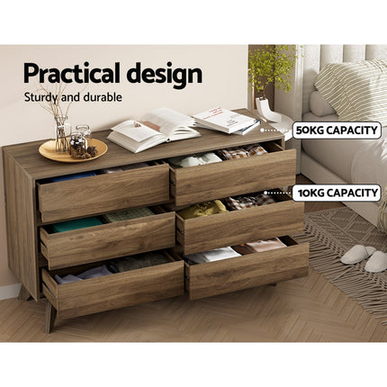 Artiss 6 Chest of Drawers - XAVI Walnut.