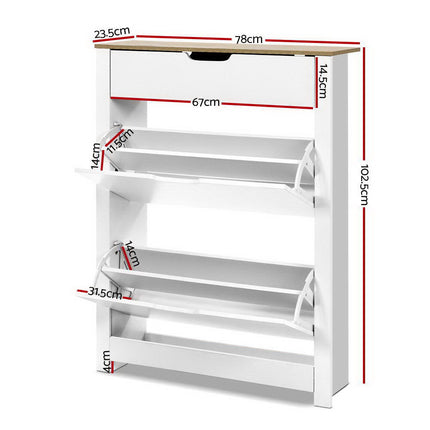 Artiss Shoe Rack Cabinet 16 Pairs White Ana.