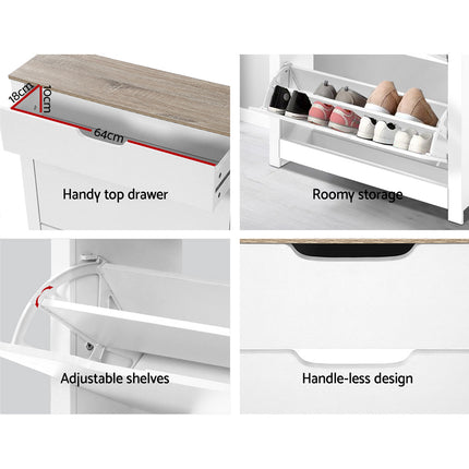Artiss Shoe Rack Cabinet 16 Pairs White Ana.