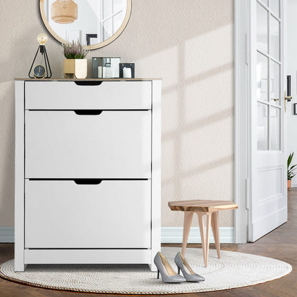 Artiss Shoe Rack Cabinet 16 Pairs White Ana.